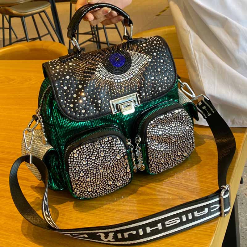 Women Bags Branded - Mochila De Cuero PU con diamantes